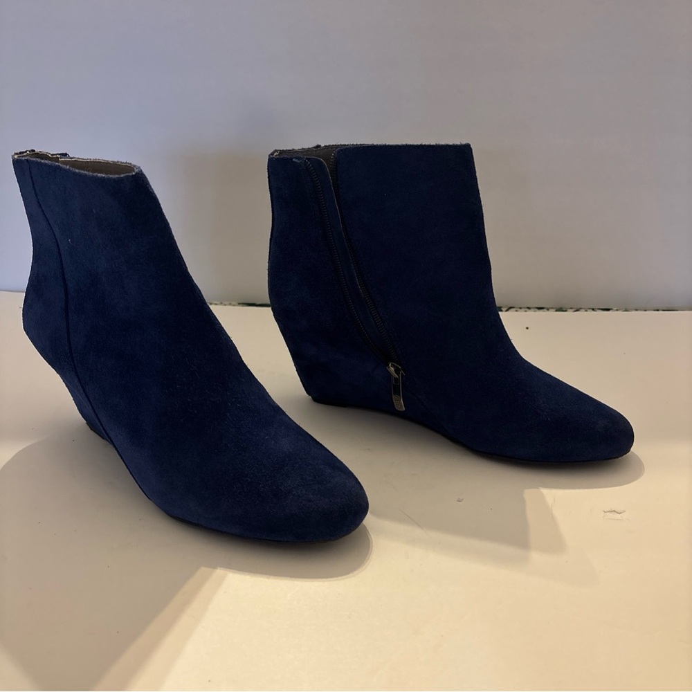 Women's Blue Suede Ankle Boots